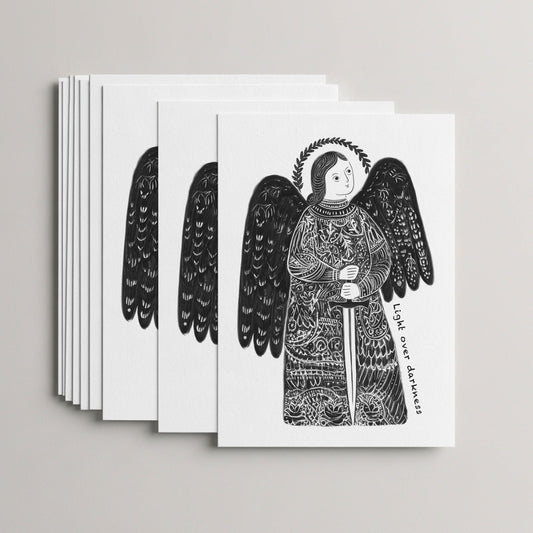 Black St Michael the Archangel card set, stack of 10 flat 5 × 7 cards