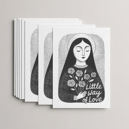 Black St. Thérèse of Lisieux card set, 10 flat 5 × 7 cards
