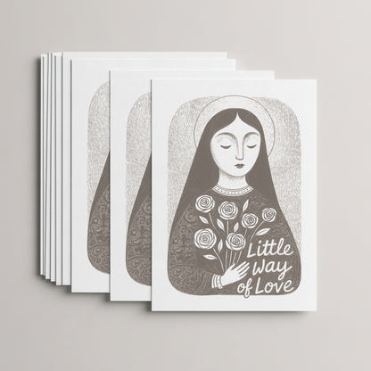 Brown St. Thérèse of Lisieux card set, 10 flat 5 × 7 cards