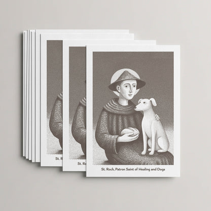 Brown St Roch card set, stack of 10 flat 5 × 7 cards