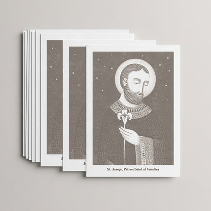 Brown St Joseph card set, stack of 10 flat 5 × 7 cards