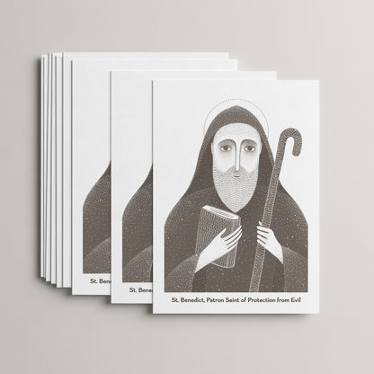 Brown St Benedict card set, stack of 10 flat 5 × 7 cards