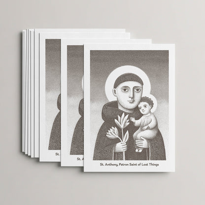 Brown St Anthony card set, stack of 10 flat 5 × 7 cards with the Child Jesus