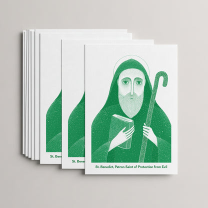 Green St Benedict card set, stack of 10 flat 5 × 7 cards