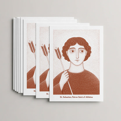 Terracotta St Sebastian card set, stack of 10 flat 5 × 7 cards