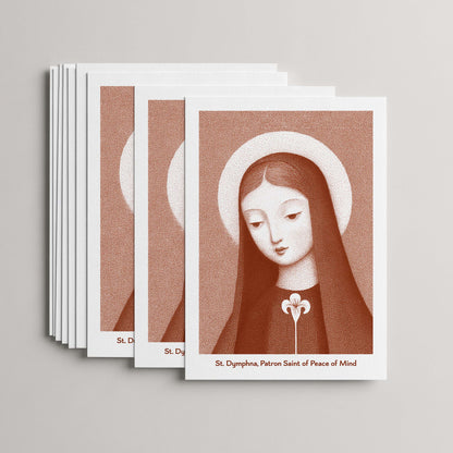 Terracotta St Dymphna card set, stack of 10 flat 5 × 7 cards