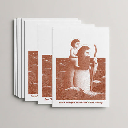 Terracotta St Christopher card set, stack of 10 flat 5 × 7 cards