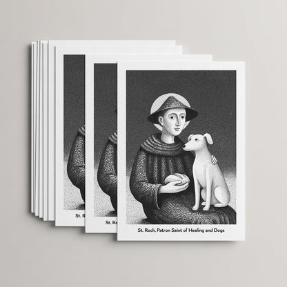 Black St Roch card set, stack of 10 flat 5 × 7 cards