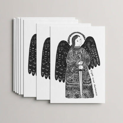 Black St Michael the Archangel card set, stack of 10 flat 5 × 7 cards