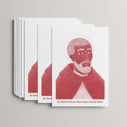 Red St Martin de Porres card set, stack of 10 flat 5 × 7 cards