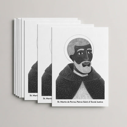 Black St Martin de Porres card set, stack of 10 flat 5 × 7 cards