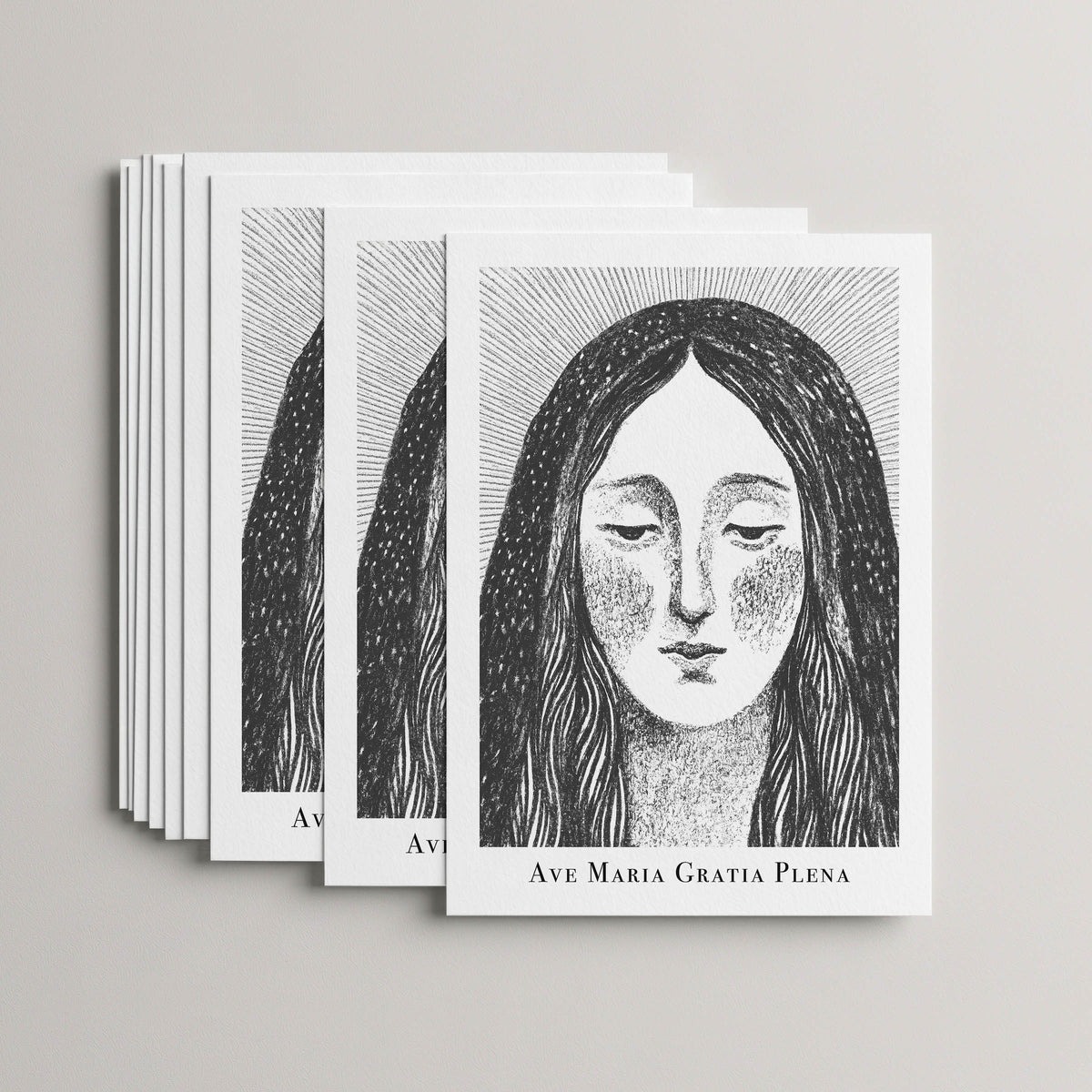 Black Virgin Mary card set, stack of 10 flat 5 × 7 cards