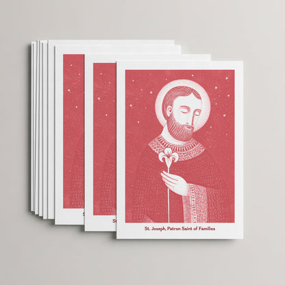 Red St Joseph card set, stack of 10 flat 5 × 7 cards