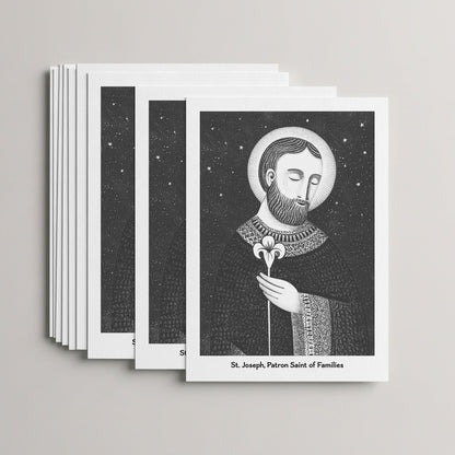 Black St Joseph card set, stack of 10 flat 5 × 7 cards