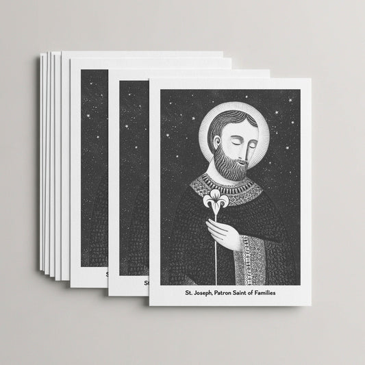 Black St Joseph card set, stack of 10 flat 5 × 7 cards