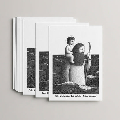 Black St Christopher card set, stack of 10 flat 5 × 7 cards
