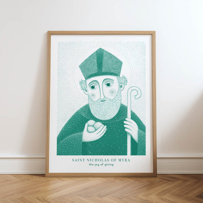 Teal St Nicholas of Myra Art Print hero