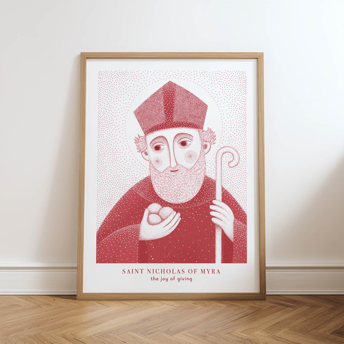 Red St Nicholas of Myra Art Print hero