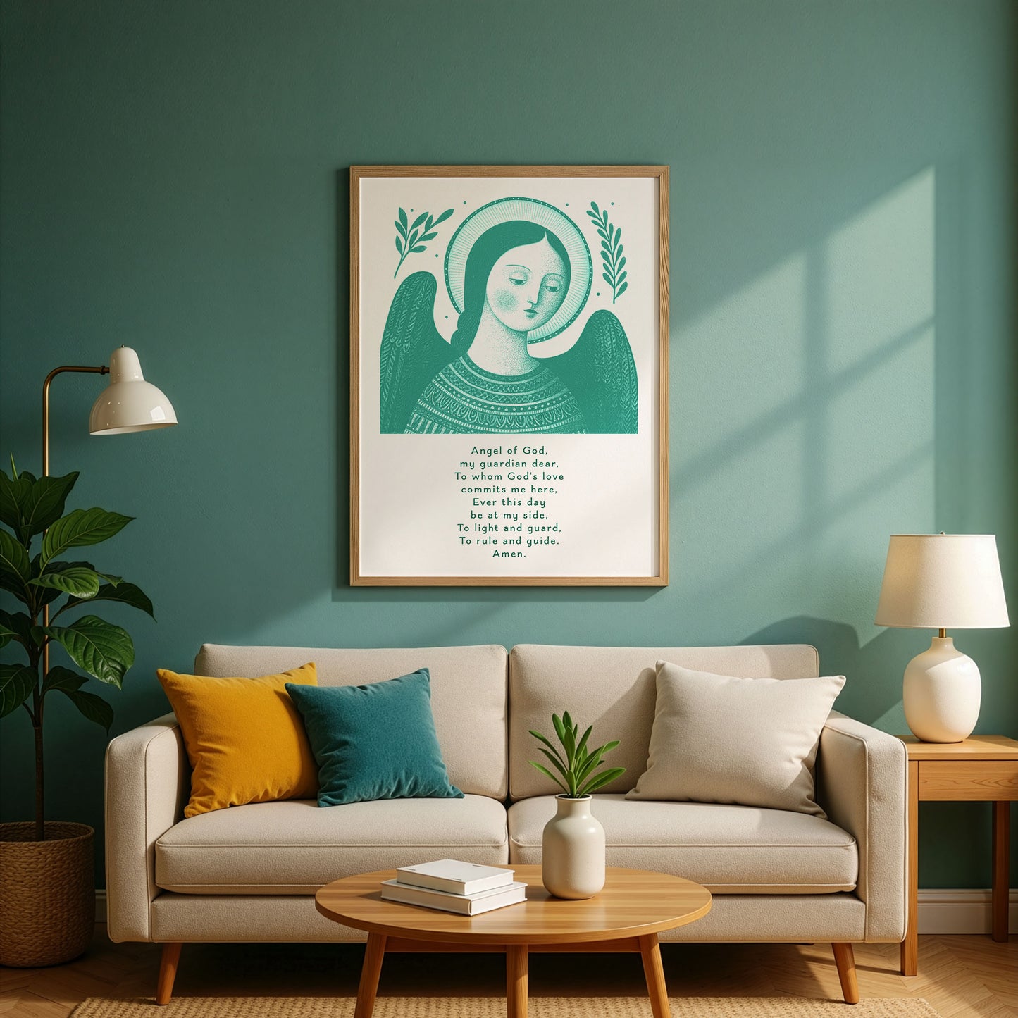Guardian Angel for Girls Art Print - Teal interior mockup 02 - p_10_girl_0002_Layer 2