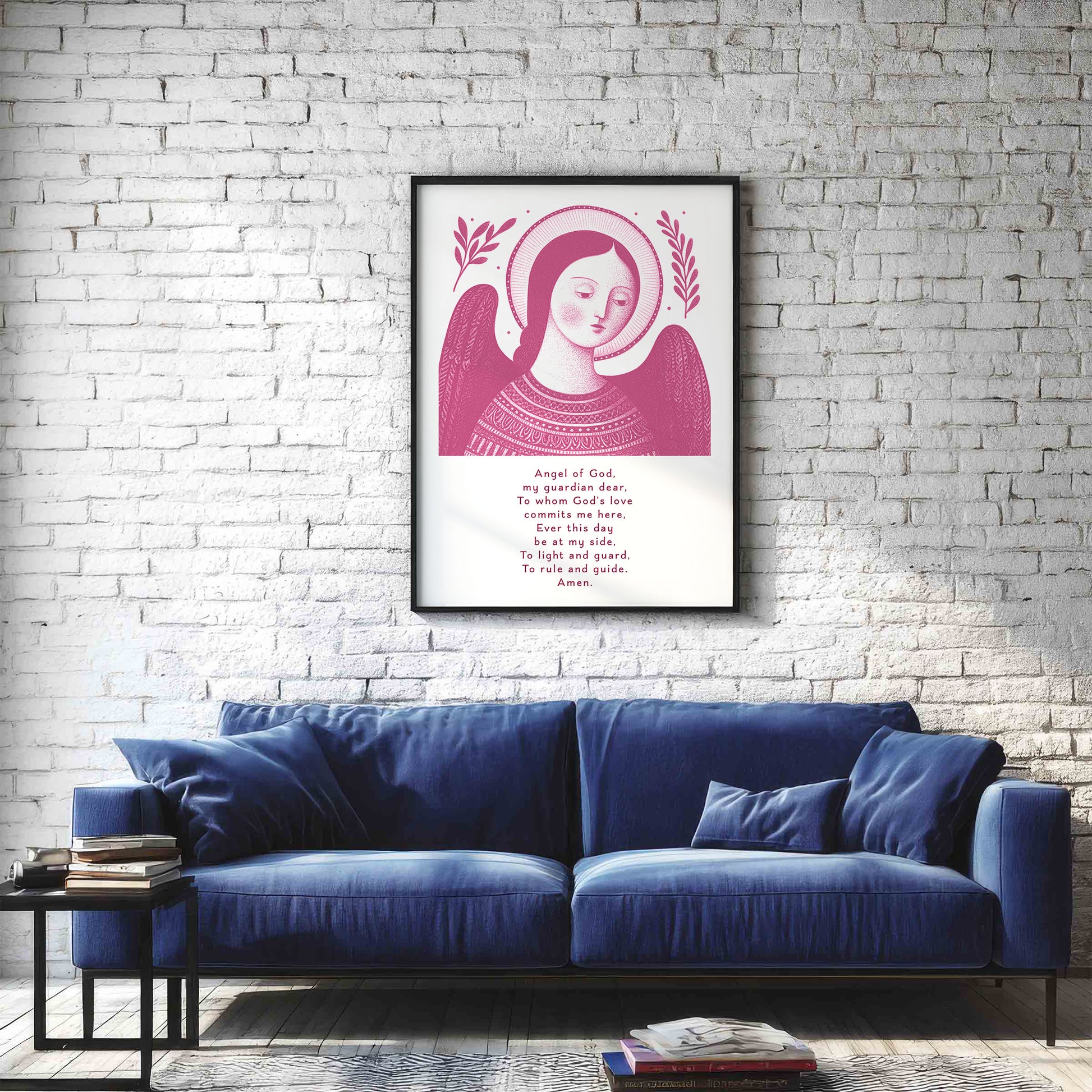 Guardian Angel for Girls Art Print - Pink interior mockup 02 - p_11_girl_0001_Layer 1