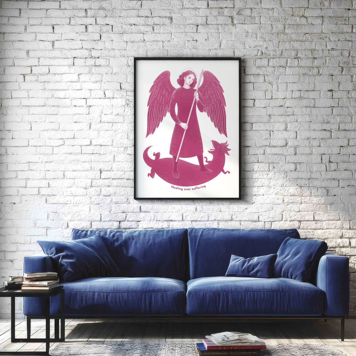 Pink St Raphael the Archangel Art Print gallery 2