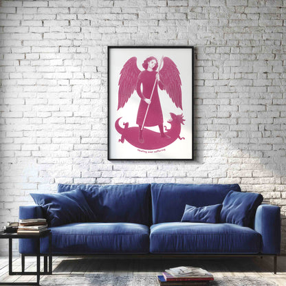 Pink St Raphael the Archangel Art Print gallery 2