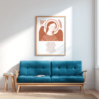 Guardian Angel for Boys Art Print - Terracotta interior mockup 03 - p_12_boy_0002_Layer 1