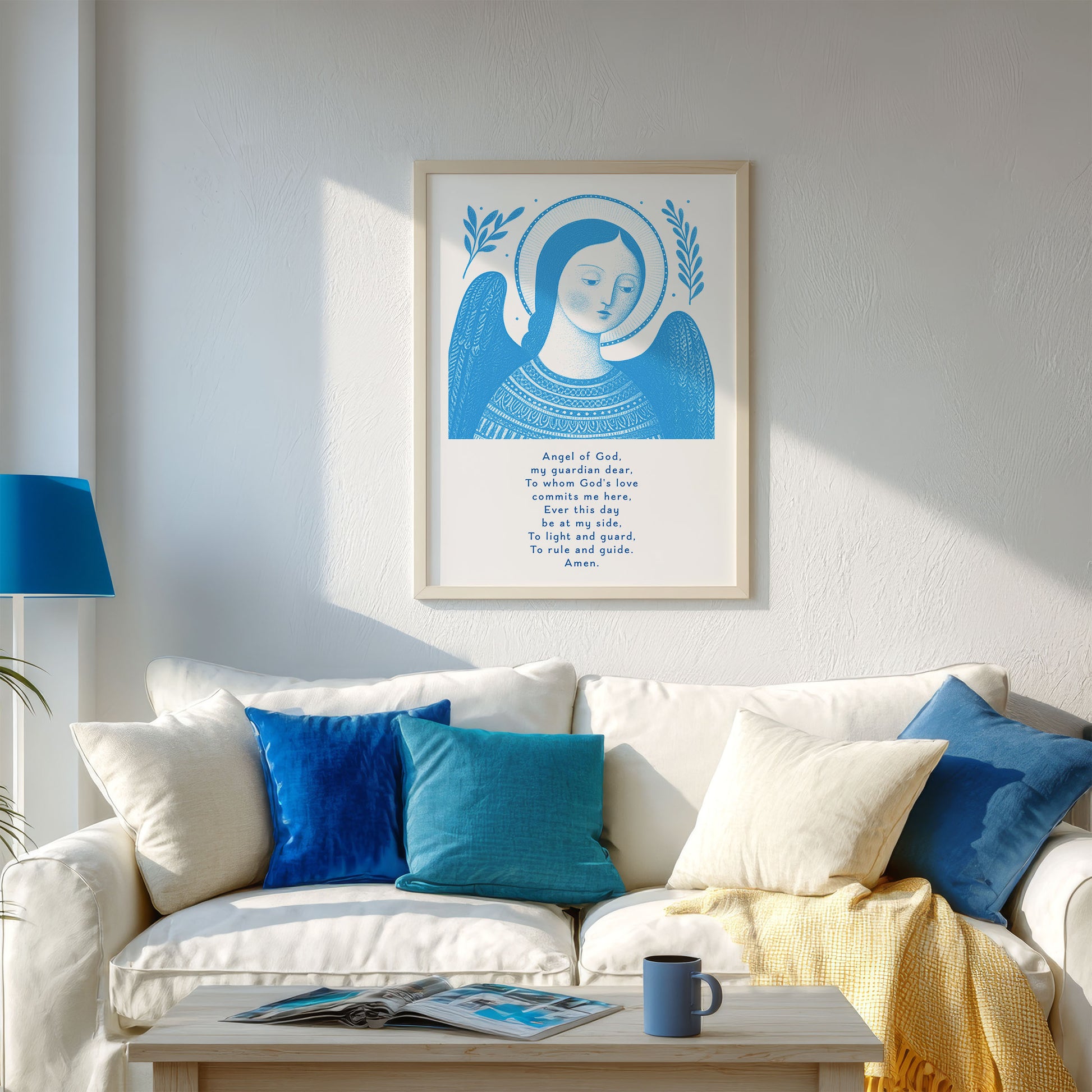 Guardian Angel for Girls Art Print - Deep Blue interior mockup 02 - p_13_girl_0001_Layer 6