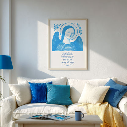 Guardian Angel for Girls Art Print - Deep Blue interior mockup 02 - p_13_girl_0001_Layer 6
