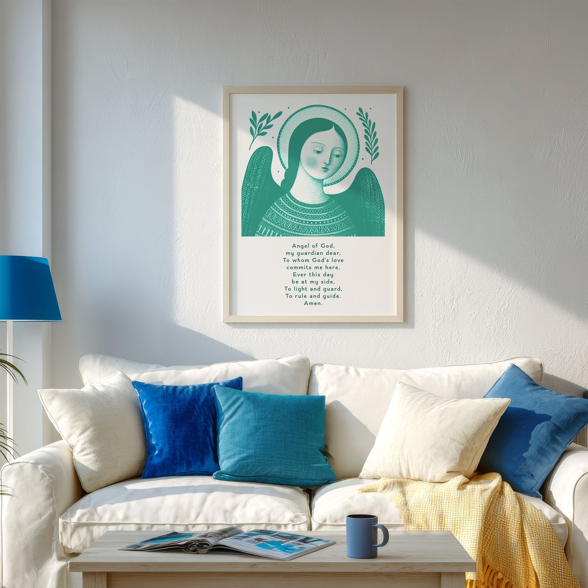 Guardian Angel for Girls Art Print - Teal interior mockup 03 - p_13_girl_0006_Layer 1