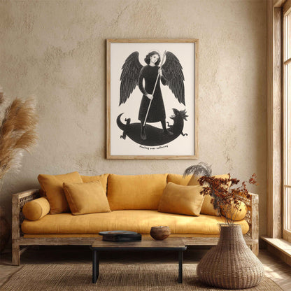 Black St Raphael the Archangel Art Print gallery 2