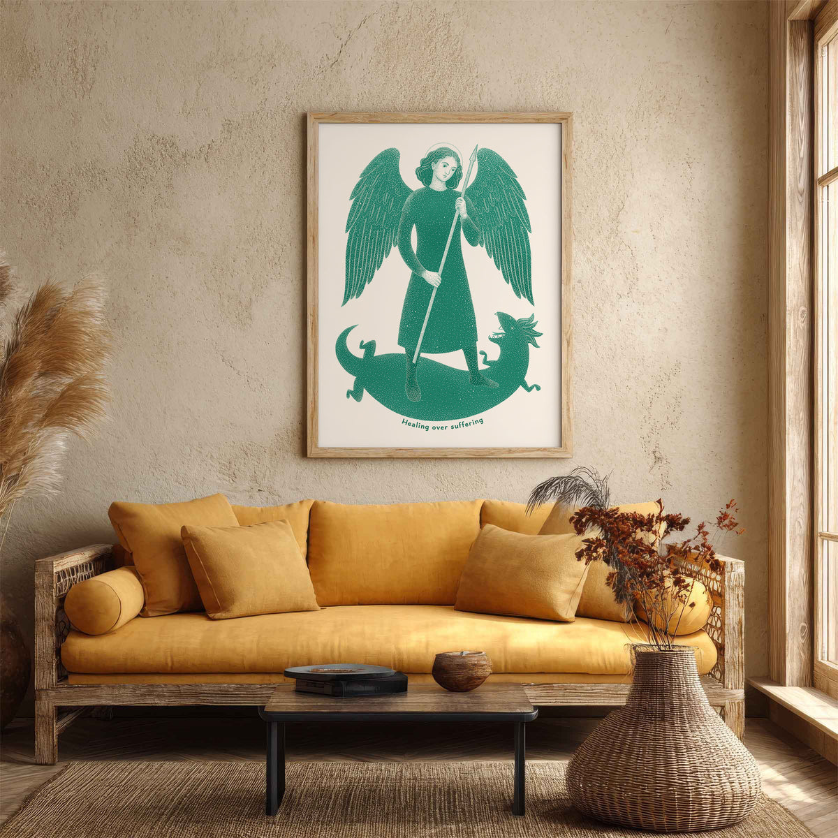 Teal St Raphael the Archangel Art Print gallery 4
