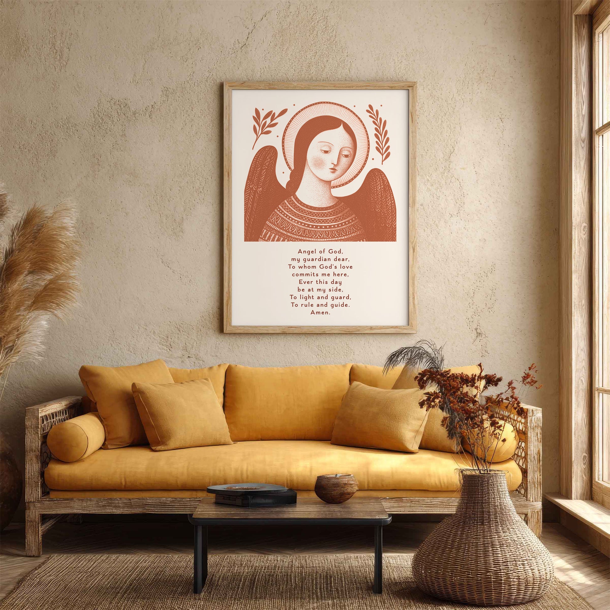 Guardian Angel for Girls Art Print - Terracotta interior mockup 04 - p_14_girl_0004_Layer 1
