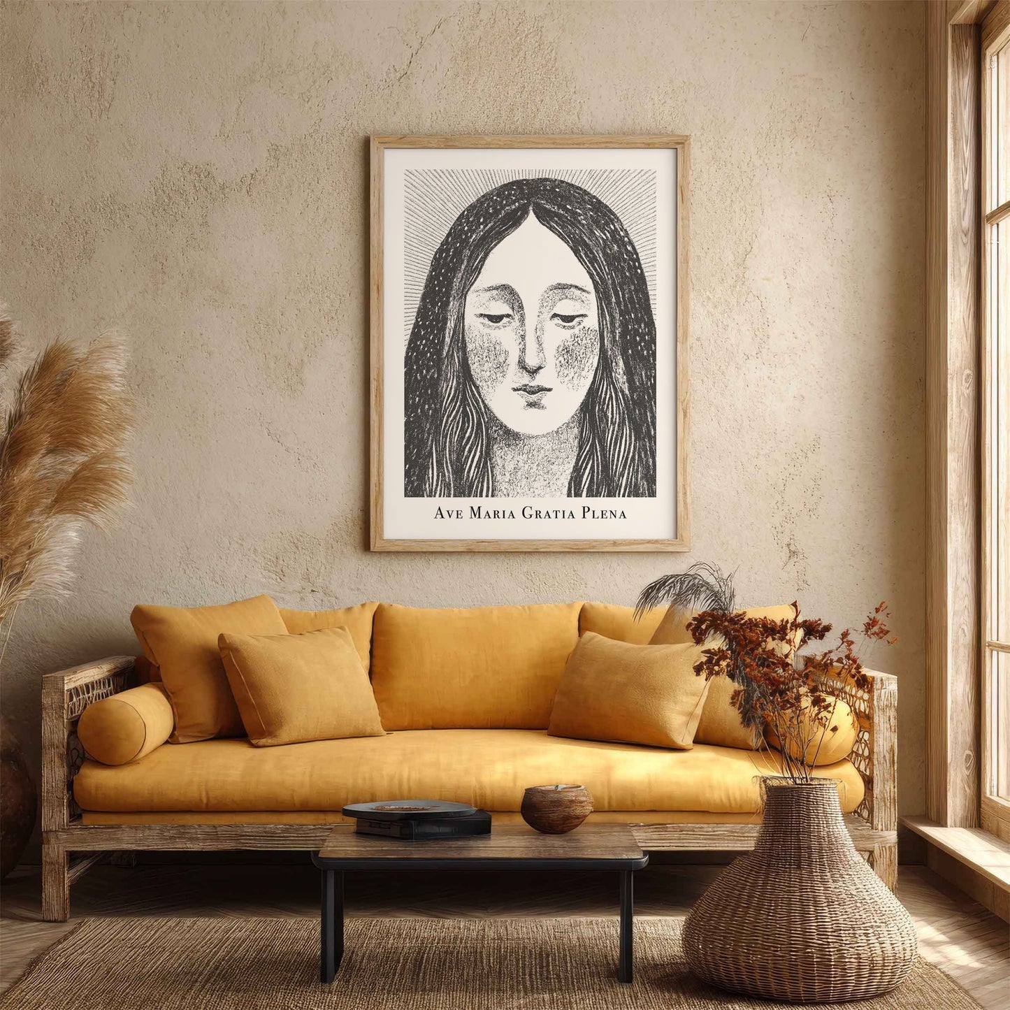 Virgin Mary Art Print - Black interior mockup 02 - p_14_maria_0000_Layer 5
