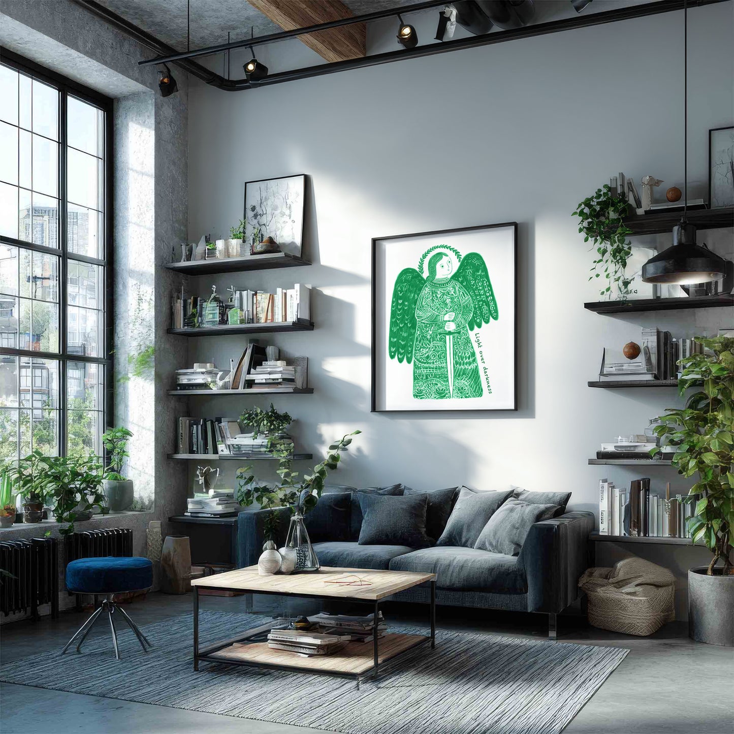 St Michael the Archangel Art Print - Green interior mockup 04 - p_16_am_0003_Layer 2
