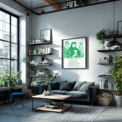 St Francis with Dog Art Print - Green interior mockup 05 - p_16_franc_dog_0003_Layer 2