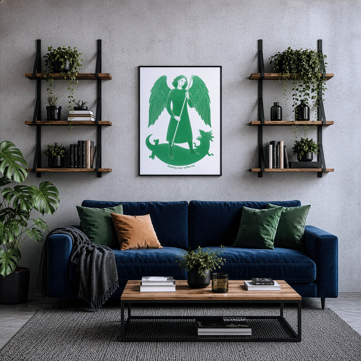 Green St Raphael the Archangel Art Print gallery 3