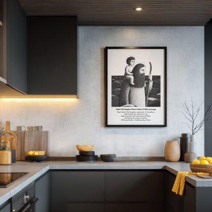 Black St Christopher Prayer Art Print gallery 4