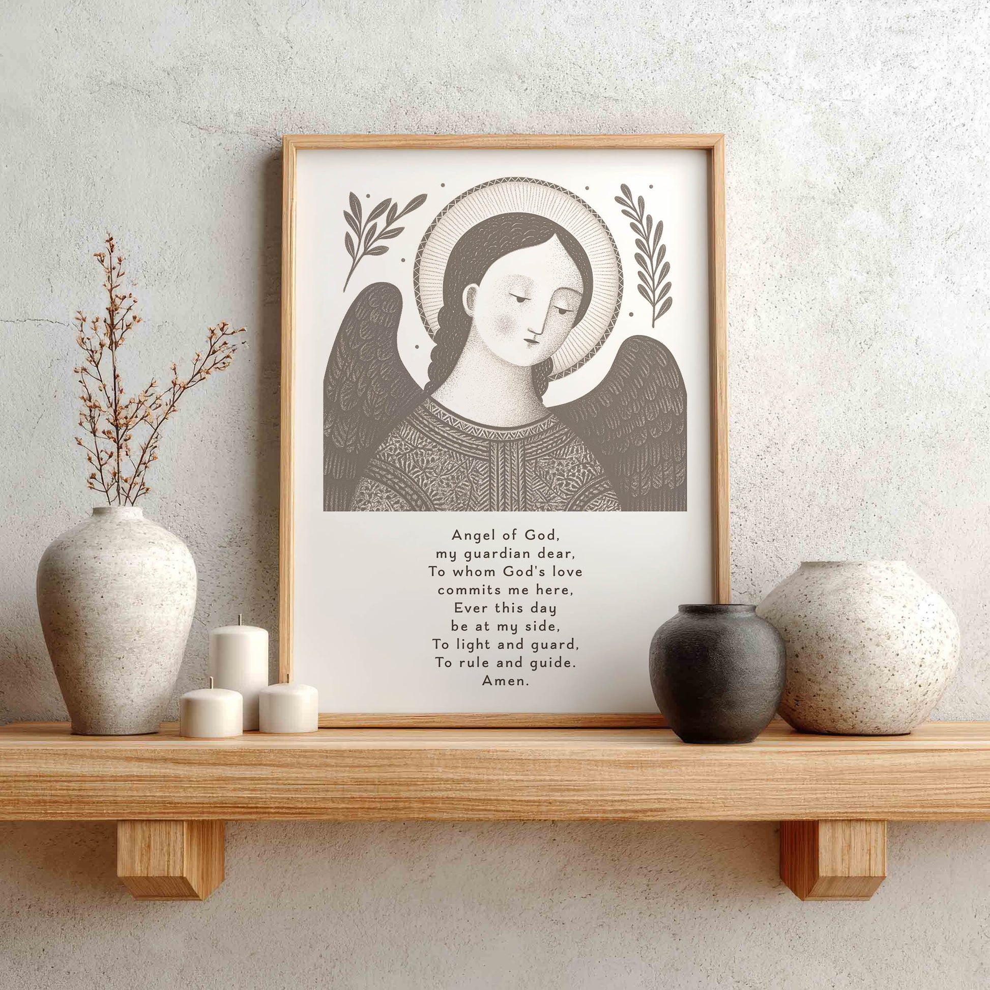 Guardian Angel for Boys Art Print - Brown interior mockup 01 - p_1_boy_0003_Layer 7