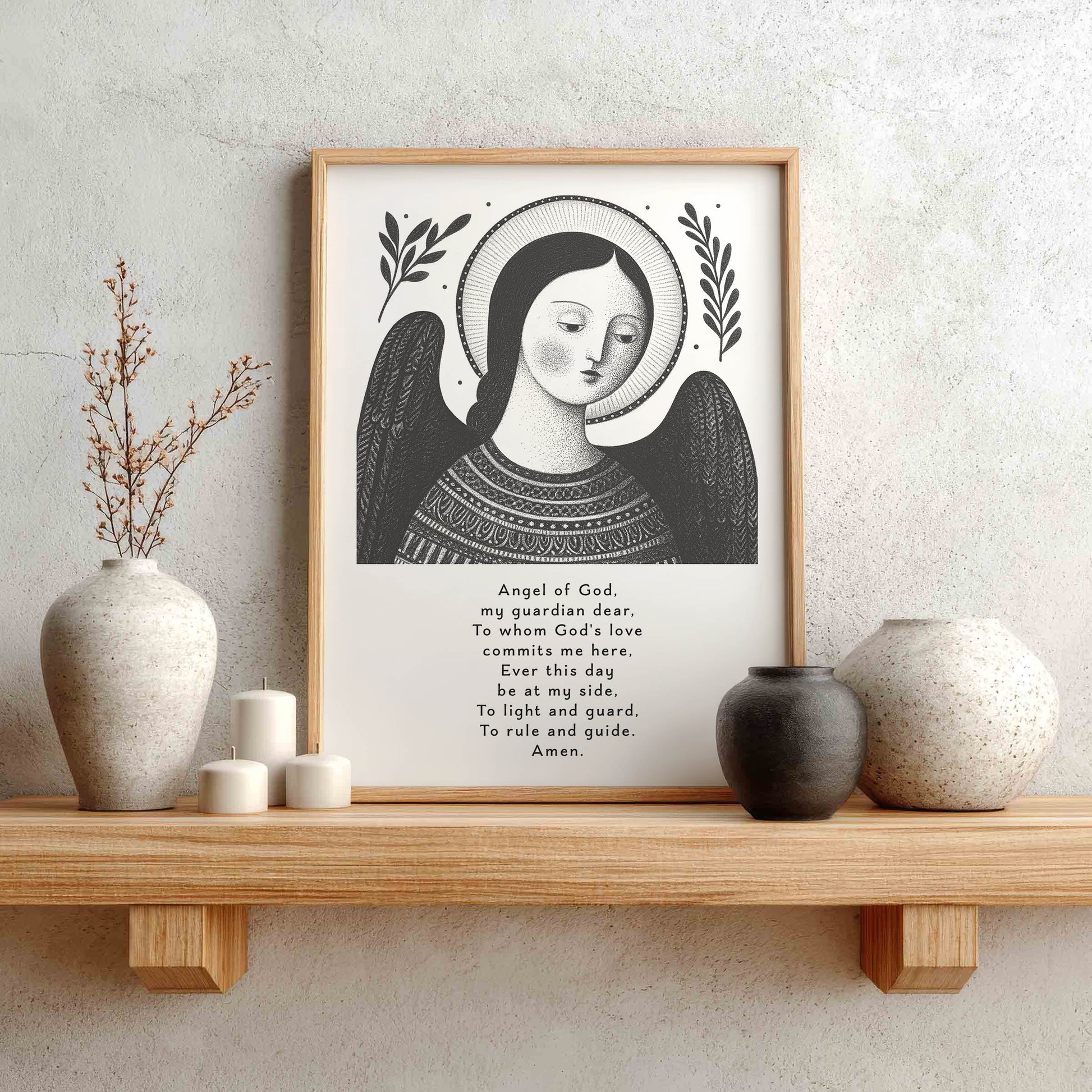 Guardian Angel for Girls Art Print - Black interior mockup 01 - p_1_girl_0000_Layer 10