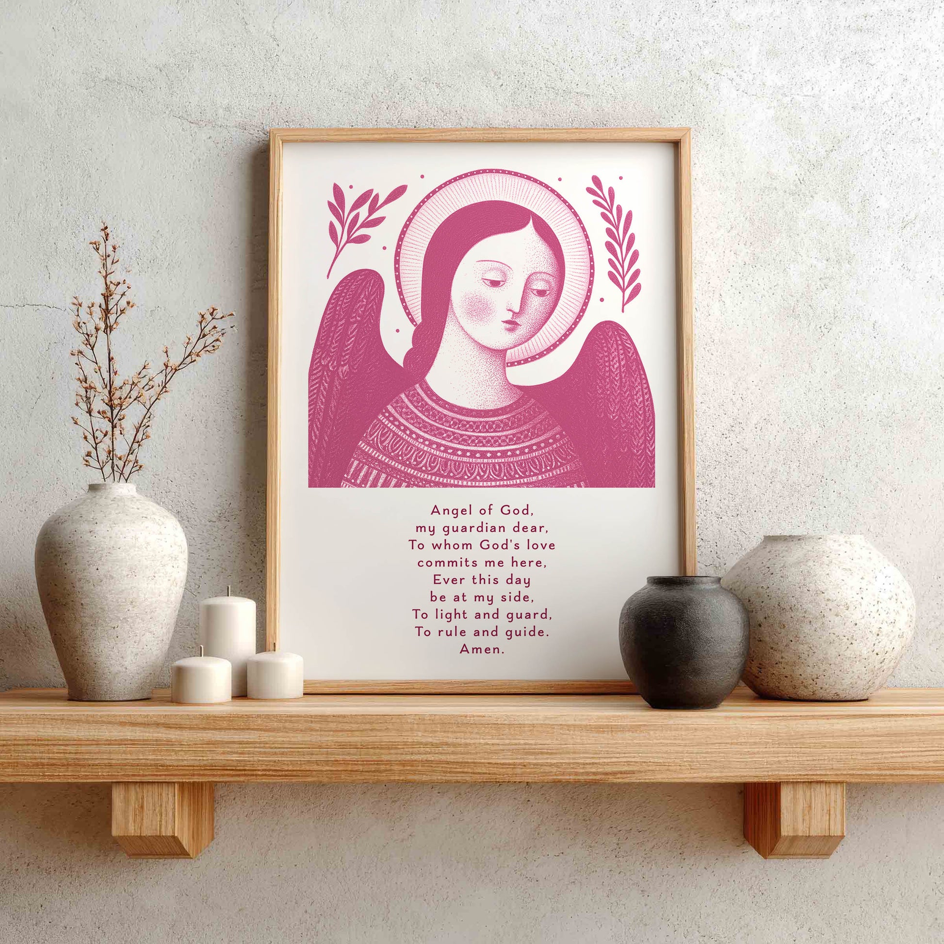 Guardian Angel for Girls Art Print - Pink interior mockup 01 - p_1_girl_0005_Layer 5