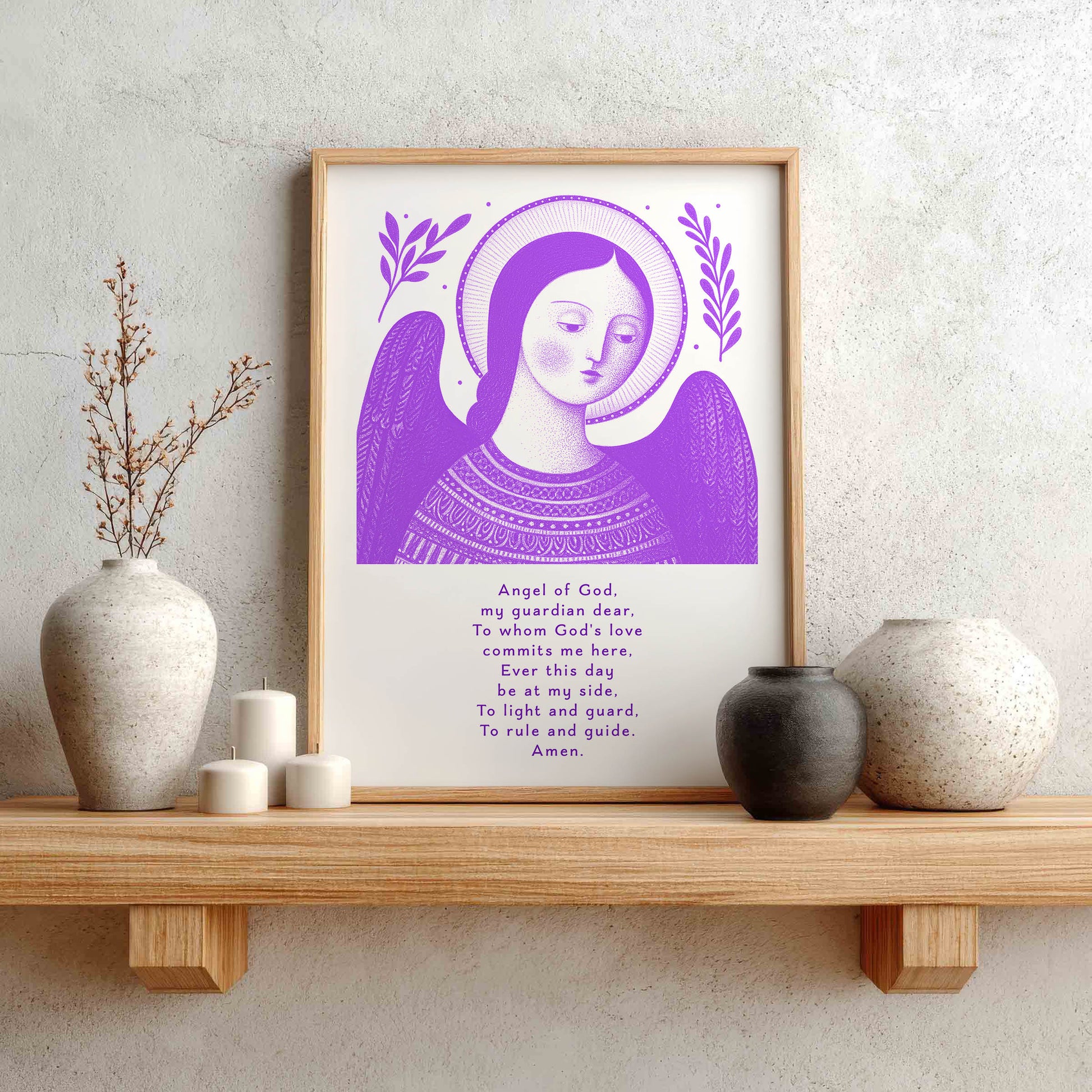 Guardian Angel for Girls Art Print - Purple interior mockup 01 - p_1_girl_0006_Layer 4