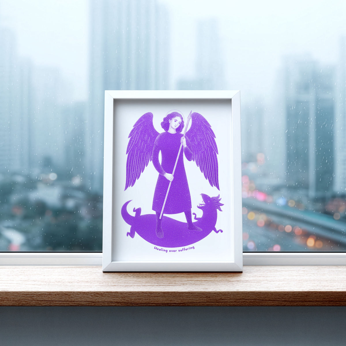 Purple St Raphael the Archangel Art Print gallery 3