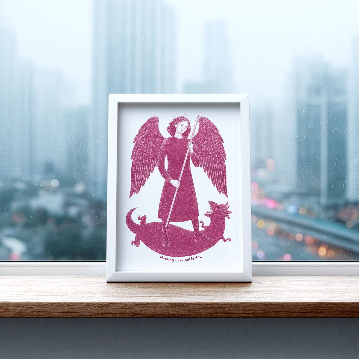 Pink St Raphael the Archangel Art Print gallery 4