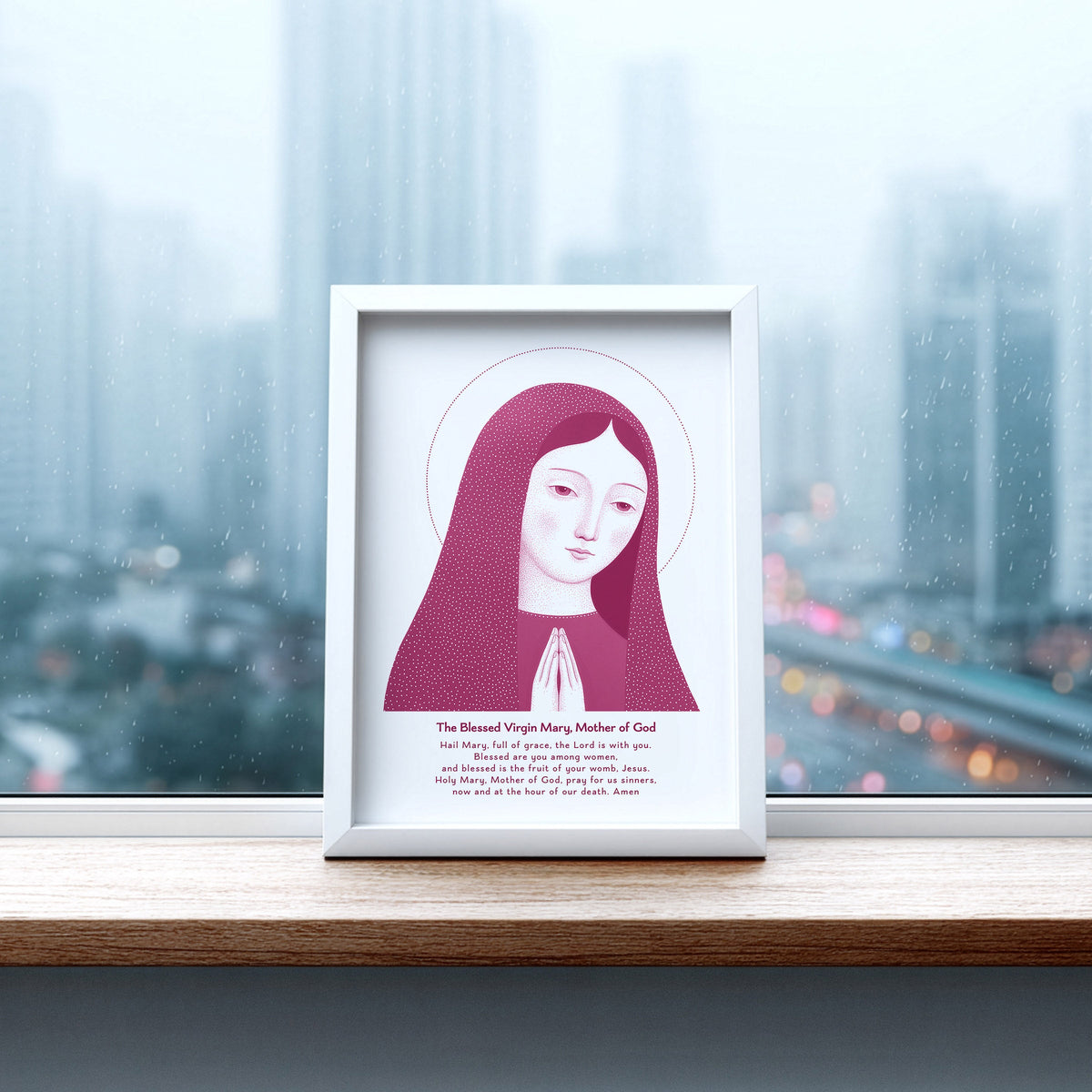 Pink Virgin Mary Prayer Art Print gallery 4