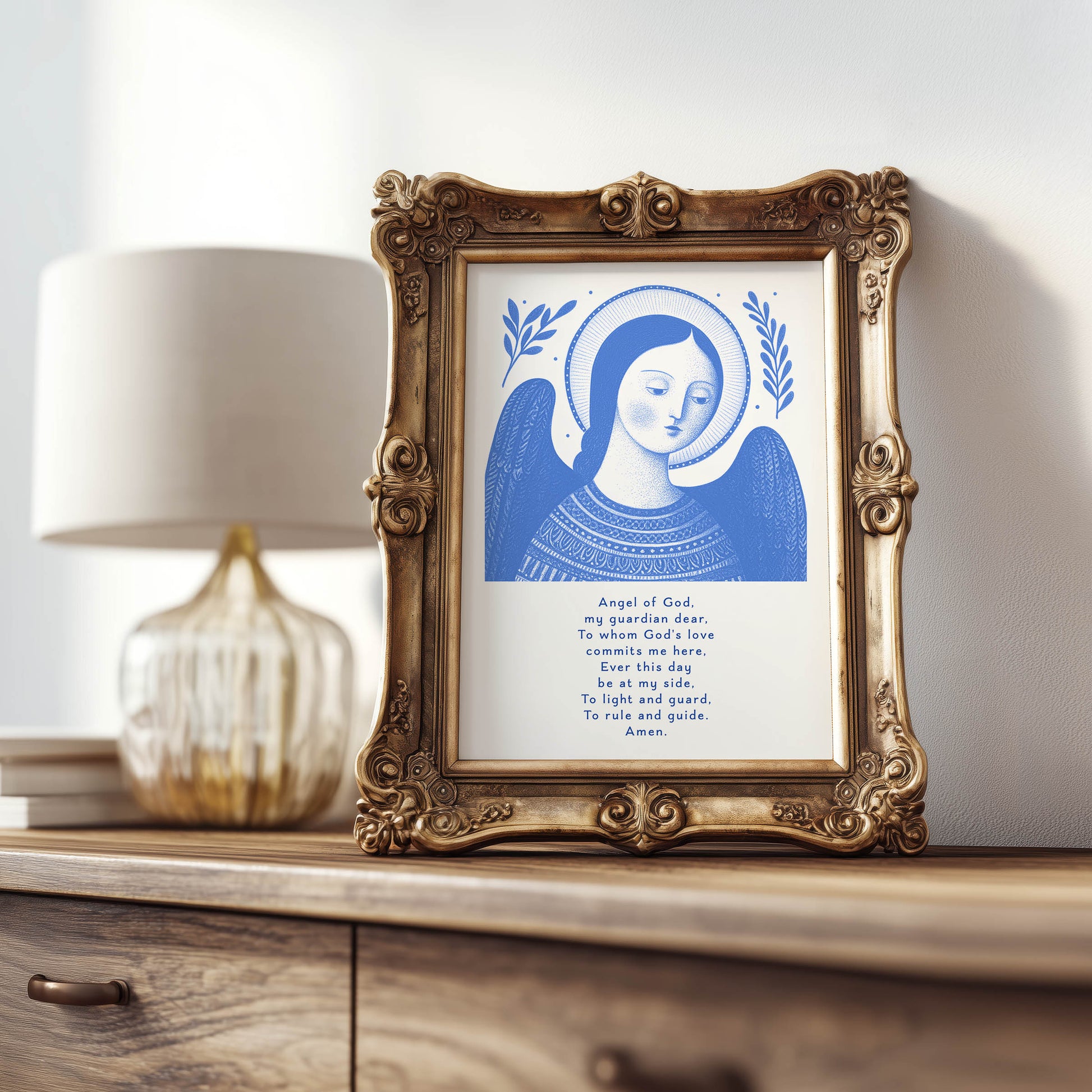 Guardian Angel for Girls Art Print - Blue interior mockup 07 - p_21_girl_0001_Layer 9