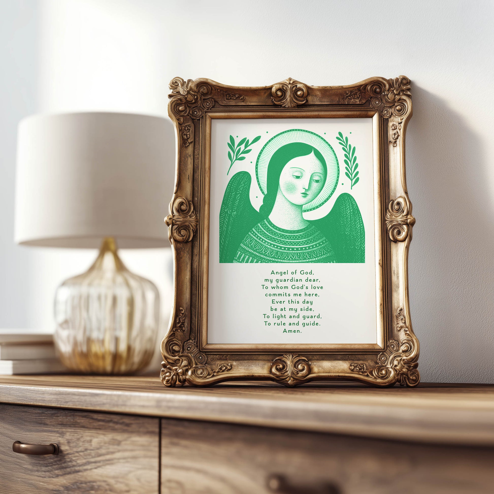 Guardian Angel for Girls Art Print - Green interior mockup 07 - p_21_girl_0004_Layer 6