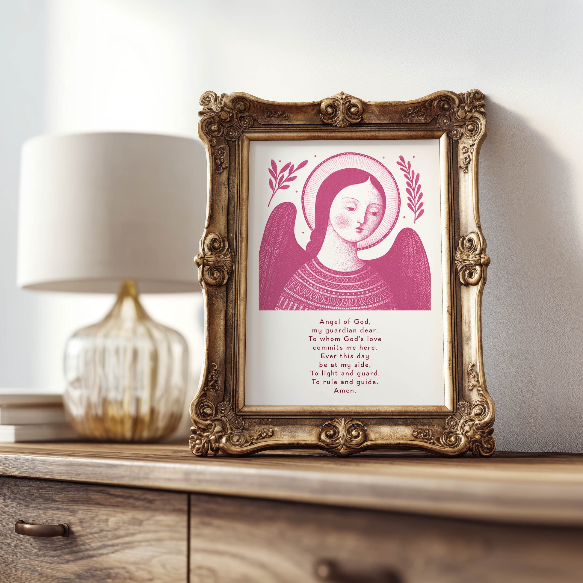Guardian Angel for Girls Art Print - Pink interior mockup 07 - p_21_girl_0005_Layer 5