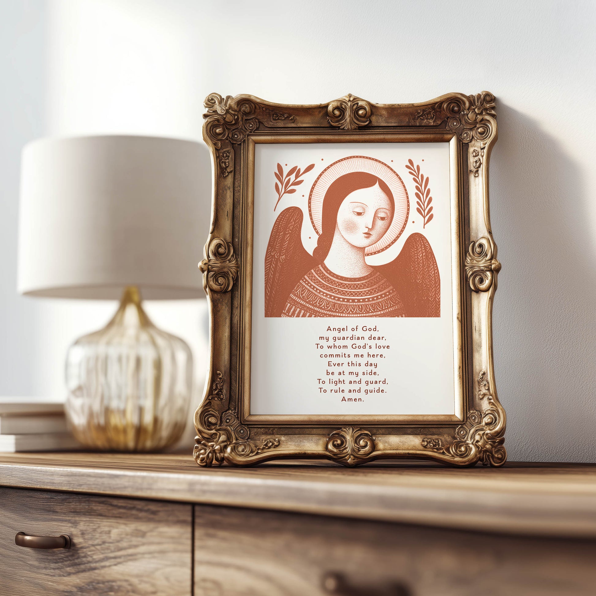 Guardian Angel for Girls Art Print - Terracotta interior mockup 07 - p_21_girl_0009_Layer 1