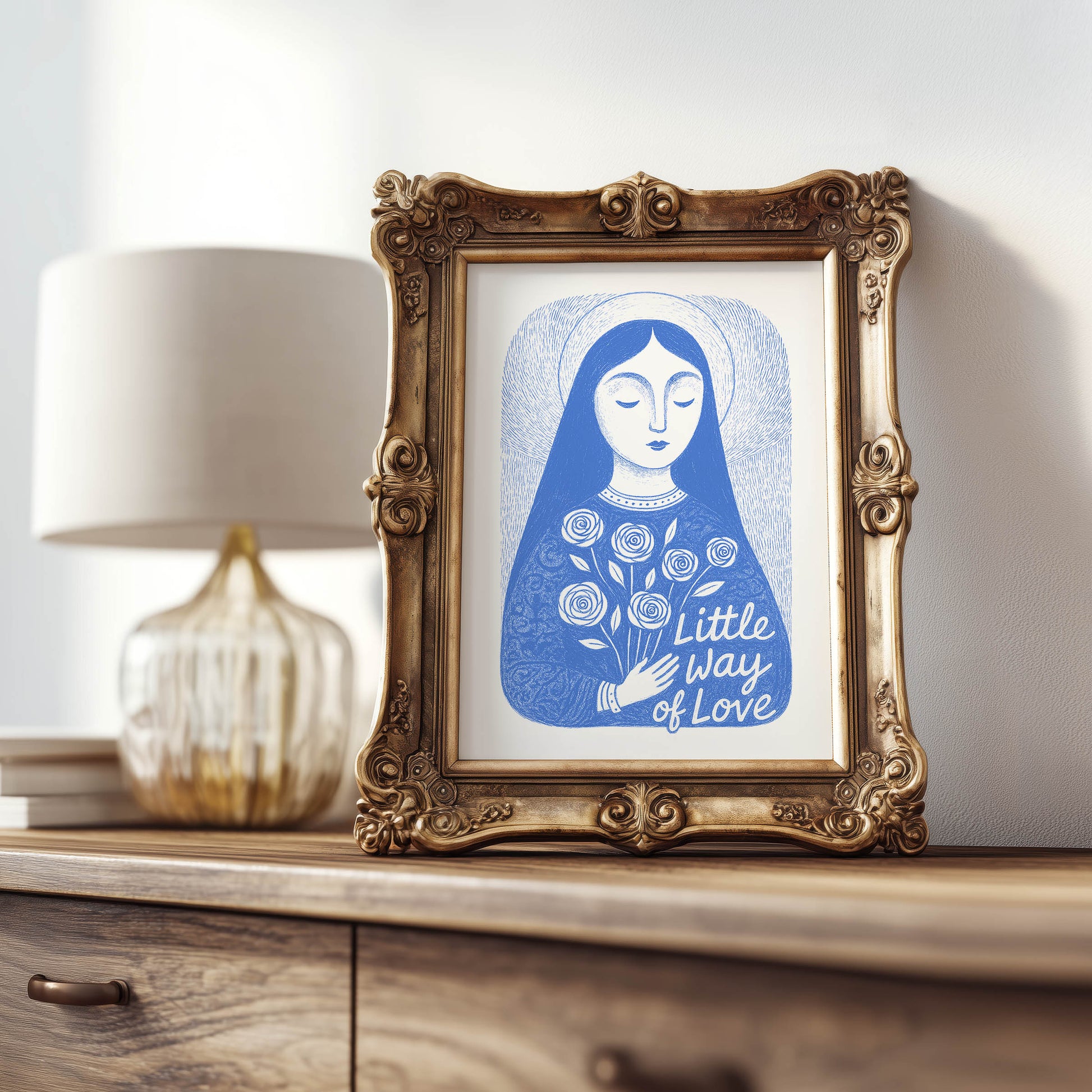 St Therese of Lisieux Art Print - Blue interior mockup 07 - p_21_ter_0001_Layer 9